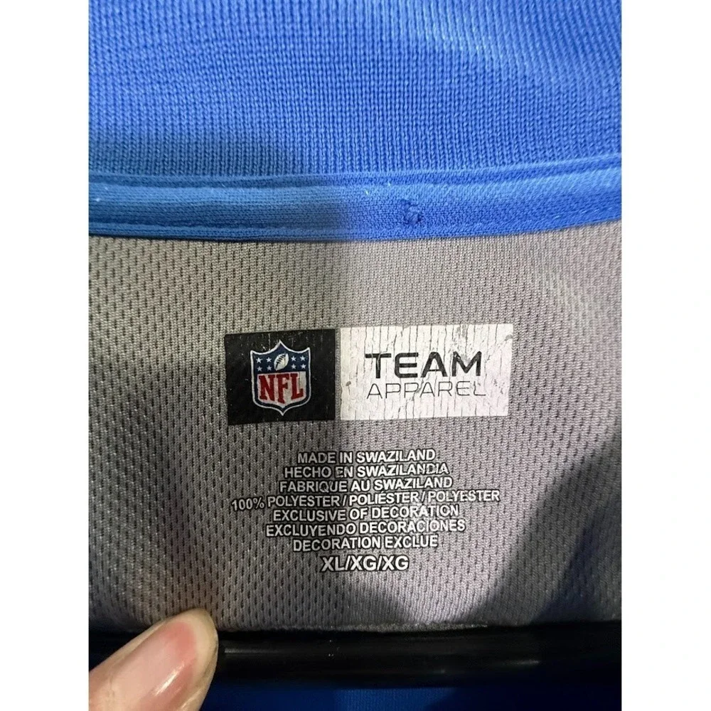 Detroit Lions Polo Shirt Mens XL Blue‎ NFL Football Team Apparel Short Sleeve